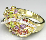 Праздничное кольцо из коллекции "Mia" с аметистами, гранатами, перидотами и цитринами Серебро 925