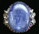 Кольцо с кианитом и пурпурными сапфирами Серебро 925