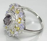 Кольцо со шпинелью, танзанитами и желтыми сапфирами Серебро 925