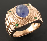 Кольцо с кабошоном танзанита и цаворитами Серебро 925