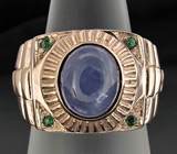 Кольцо с кабошоном танзанита и цаворитами Серебро 925