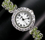 Часы на браслете с перидотами Серебро 925