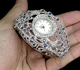 Филигранные часы-браслет с сапфирами Серебро 925