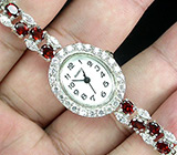 Часы на гранатовом браслете Серебро 925