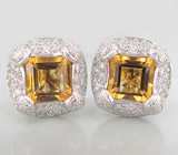 Крупные серьги из коллекции "Sunshine" с золотистыми цитринами Серебро 925