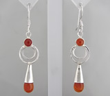 Серьги с корнелианами Серебро 925