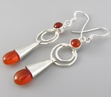 Серьги с корнелианами Серебро 925