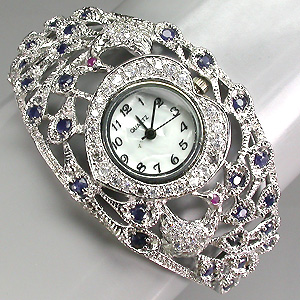 Филигранные часы-браслет с сапфирами