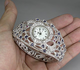 Филигранные часы-браслет с сапфирами Серебро 925