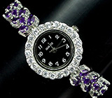 Часы на аметистовом браслете Серебро 925