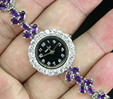 Часы на аметистовом браслете Серебро 925