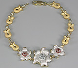 Изысканный браслет с гранатами и топазами Серебро 925