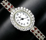 Часы на гранатовом браслете Серебро 925