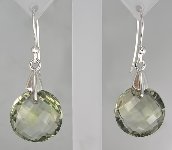 Серьги с зелеными аметистами