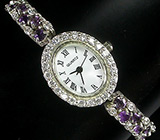 Часы на аметистовом браслете Серебро 925