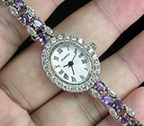 Часы на аметистовом браслете Серебро 925