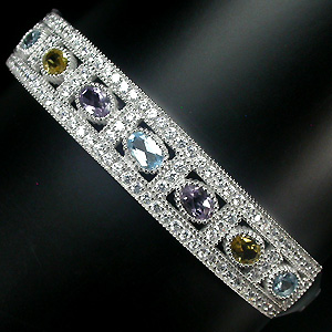 Браслет с топазами, цитринами и аметистами