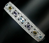 Браслет с топазами, цитринами и аметистами Серебро 925