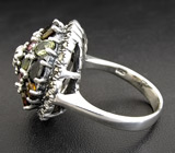 Великолепное кольцо с разноцветными турмалинами Серебро 925