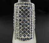 Крупное кольцо с синими сапфирами Серебро 925