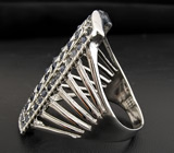 Крупное кольцо с синими сапфирами Серебро 925