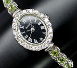 Часы на браслете из перидотов Серебро 925