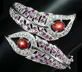 Браслет со звездчатыми и пурпурными сапфирами Серебро 925