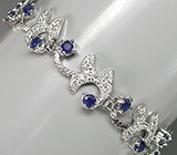Элегантный браслет с синими сапфирами Серебро 925