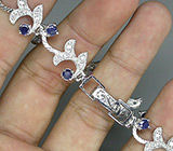 Элегантный браслет с синими сапфирами Серебро 925