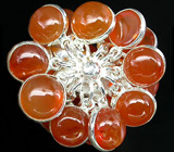 Оригинальное кольцо с корнелианами Серебро 925