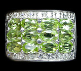 Стильное кольцо с перидотами Серебро 925