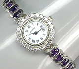 Часы на аметистовом браслете Серебро 925