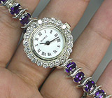 Часы на аметистовом браслете Серебро 925