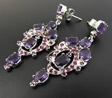 Серьги из коллекции "Multistone" с аметистами и сапфирами Серебро 925