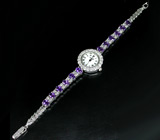 Часы на аметистовом браслете Серебро 925