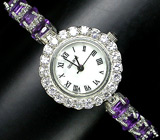 Часы на аметистовом браслете Серебро 925