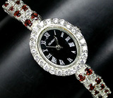 Часы на гранатовом браслете Серебро 925