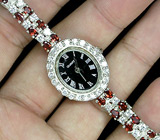 Часы на гранатовом браслете Серебро 925