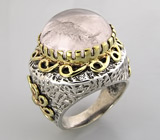 Массивное кольцо с розовым кварцем Серебро 925