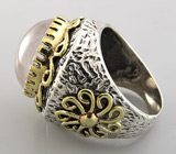 Массивное кольцо с розовым кварцем Серебро 925