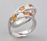 Кольцо с золотистыми сапфирами Серебро 925