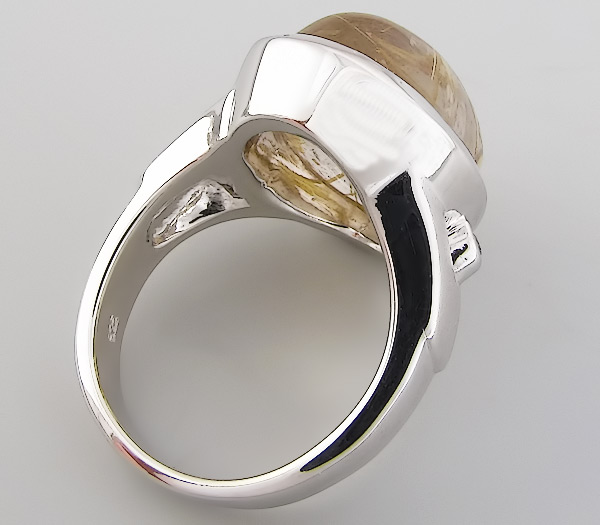 Кольцо с золотистым рутиловым кварцем и бриллиантами Серебро 925