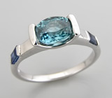 Кольцо с цирконом и синими сапфирами Серебро 925