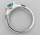 Кольцо с цирконом и синими сапфирами Серебро 925