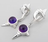 Длинные серьги с кабошонами сливовых аметистов Серебро 925