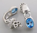 Серьги с голубыми топазами Серебро 925