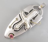 Кулон с пузырчатым жемчугом, розовым сапфиром и бриллианами Серебро 925