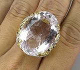 Массивное кольцо с крупным розовым аметистом, сапфирами и бесцветными топазами Серебро 925