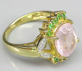 Кольцо из коллекции "Mia" с розовым кварцем и цаворитами Серебро 925