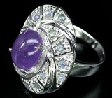 Кольцо со сливовым аметистом и голубыми сапфирами Серебро 925